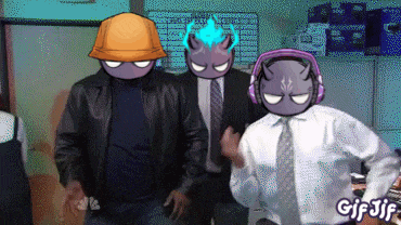a gif of a man wearing a hard hat and headphones dancing