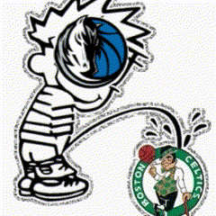 a cartoon drawing of a boston celtics mascot