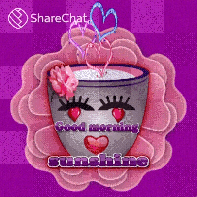 a cup of coffee with hearts on it and the words `` good morning sunshine '' .