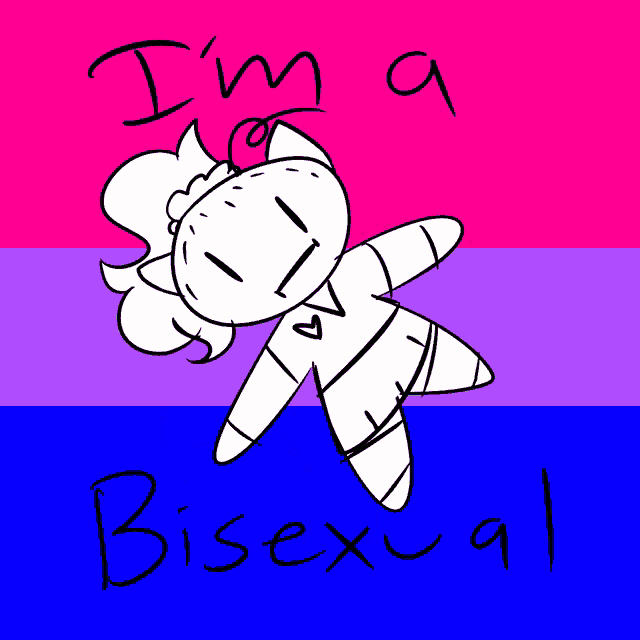 a drawing of a person with the words " i 'm a bisexual " on the bottom