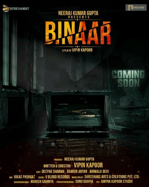 a poster for a film by vipin kapoor titled binaar