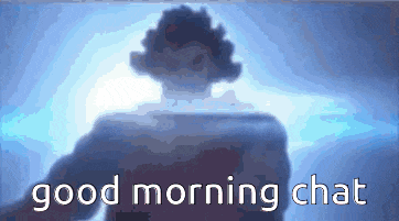 a picture of a man with the words good morning chat