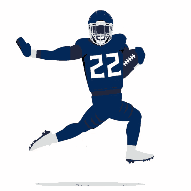 a football player with the number 22 on his jersey is running with a football