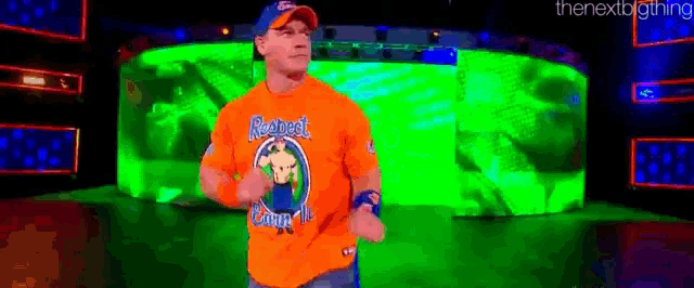 a pixel art of a man in an orange shirt that says redneck country
