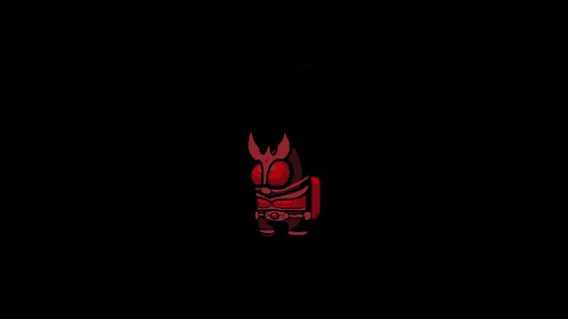 a cartoon character with the word impostor in red