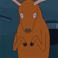 a cartoon of a kangaroo with a purple tail