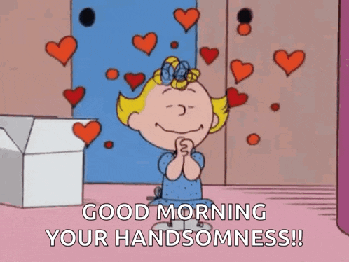 a cartoon says good morning your handsomess