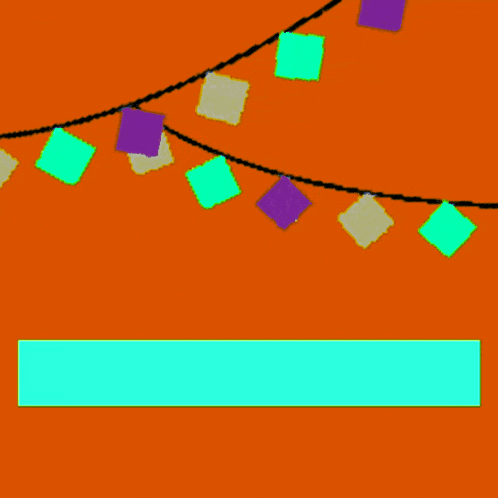 a string of colorful squares on an orange background with arabic writing on it