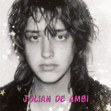 a black and white photo of a woman with the name julian de amb