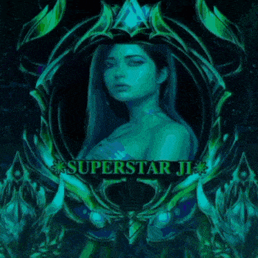 a painting of a woman with the name superstar ji written on it