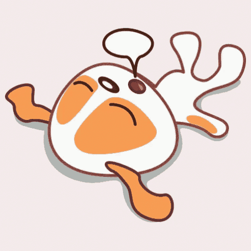 a cartoon character is laying down with a speech bubble