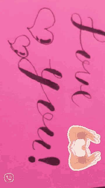a pink sign that says " love you " with a drawing of a hand making a heart
