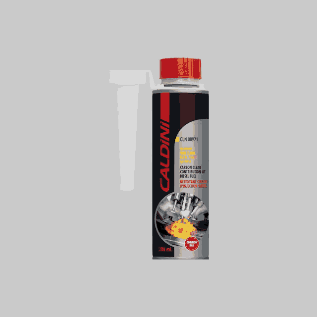 a bottle of caldini fuel additive with a red top