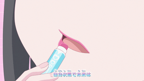 a cartoon of a woman applying lip balm with the number 3 on it