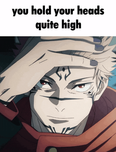 a picture of a man with the words " you hold your heads quite high " on top