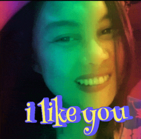 a picture of a woman with the words " i like you " behind her