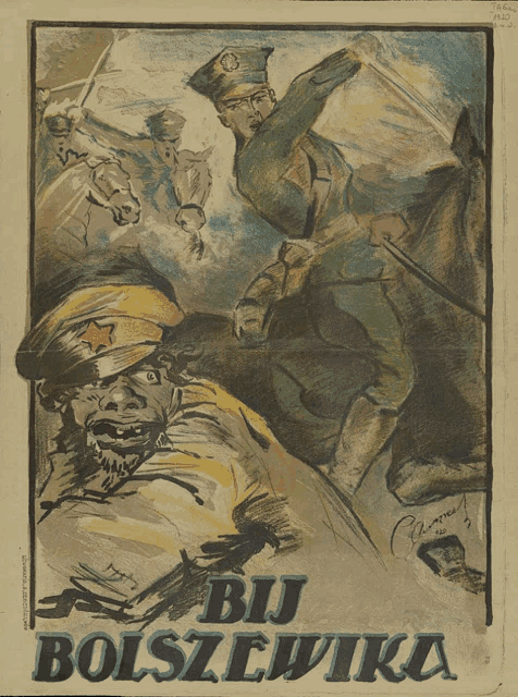 a drawing of a man on a horse with the words bij bolszepika on it