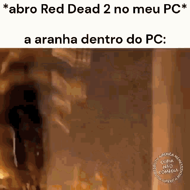 a person is playing red dead 2 on a computer and there is a spider inside of the computer .