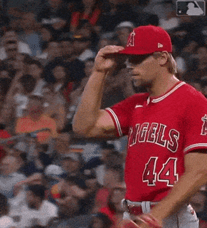 a baseball player wearing a red uniform with the number 44 on the front