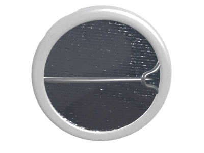 a white circle with a picture of a boy and a girl on it