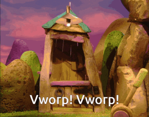 a picture of a house with the words vworp vworp