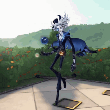 a cartoon character is standing on a tiled floor holding a gun
