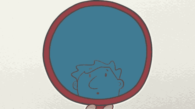 a drawing of a family in a circle with a red rim