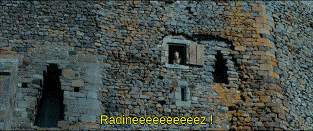 a brick wall with radineeeeeeeez written on the bottom
