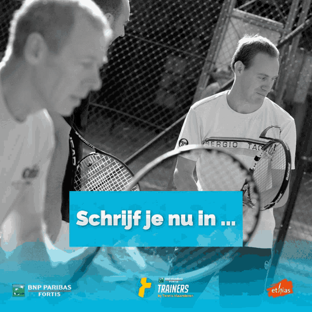 a bnp paribas fortis ad with two tennis players