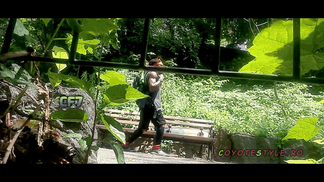 a picture of a person running in a park with the words coyotestyle ro