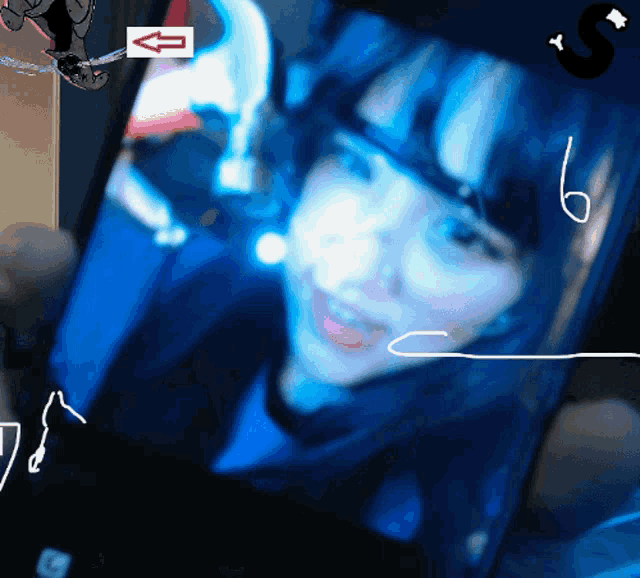 a person holding a phone with a picture of a woman on it