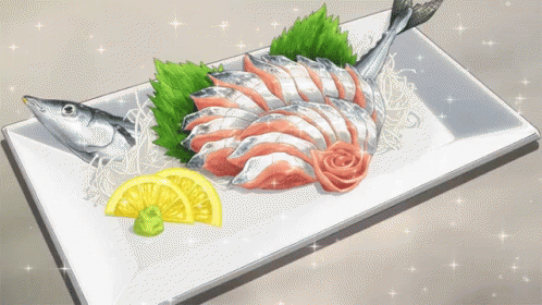 刺身　美味しそう　完了　キラキラ GIF - Sashimi Sparkle Raw Fish GIFs