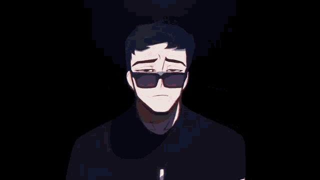a cartoon of a man wearing sunglasses and holding a yellow object