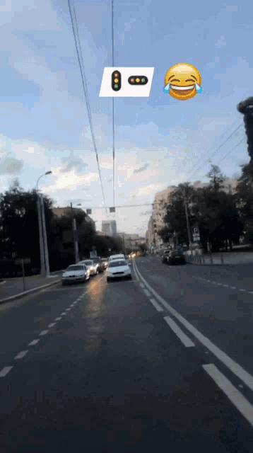 a picture of a street with a laughing face and the number 8