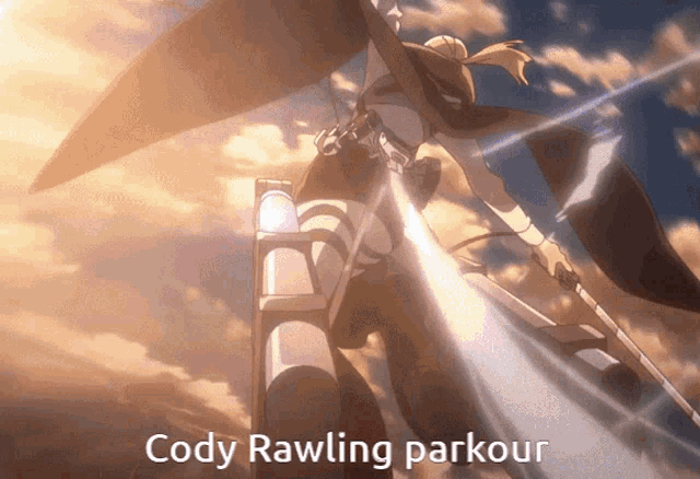 a picture of a person with the words cody rawling parkour