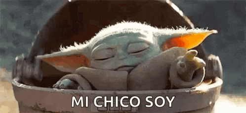 a baby yoda is sleeping in a bucket .