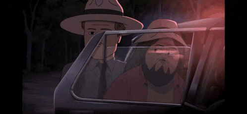 a man in a hat is standing next to a woman in a car window