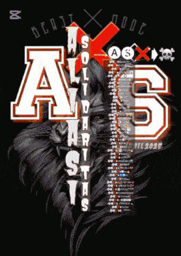 a poster with a lion and the letters a and s on a black background