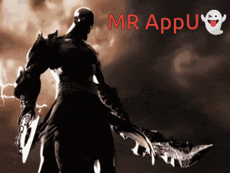 a picture of a man holding a sword with the words mr appu written above him