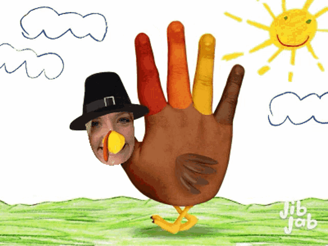 a drawing of a turkey made out of a hand