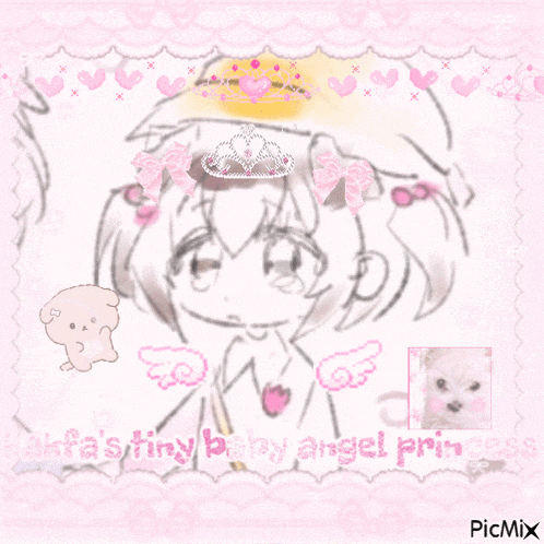 a drawing of a girl with a crown on her head and the words " a tiny baby angel princess "