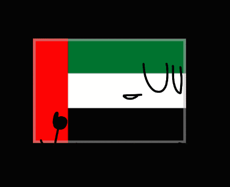 a drawing of the flag of the united arab emirates with a face drawn on it