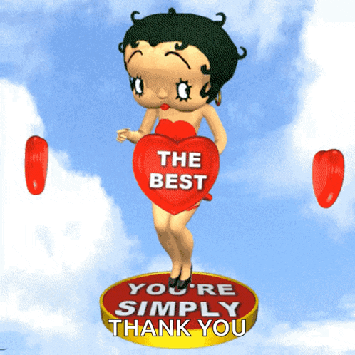 betty boop is holding a heart that says the best
