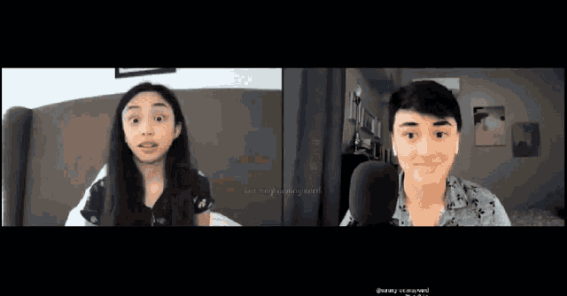 a man and a woman are talking on a video call