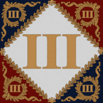 a red white and blue square with the letter ii on it