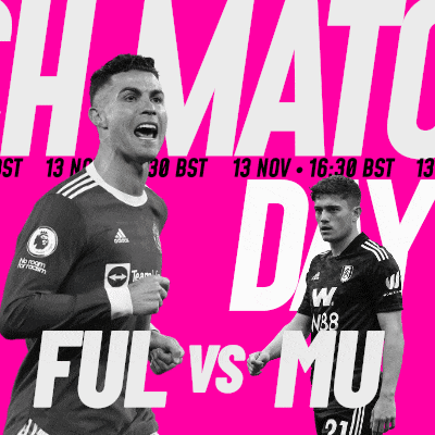 two soccer players on a pink background with the words ful vs mu