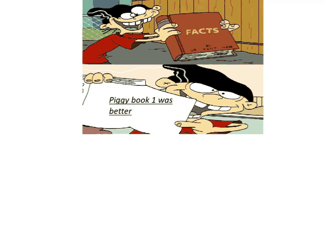 a cartoon character holding a book that says facts on it
