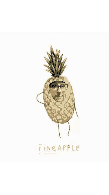 a drawing of a pineapple with a face on it