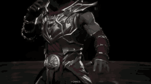 a video game character has a cancel button on the screen
