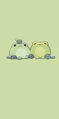 two frogs are sitting next to each other on a green background .